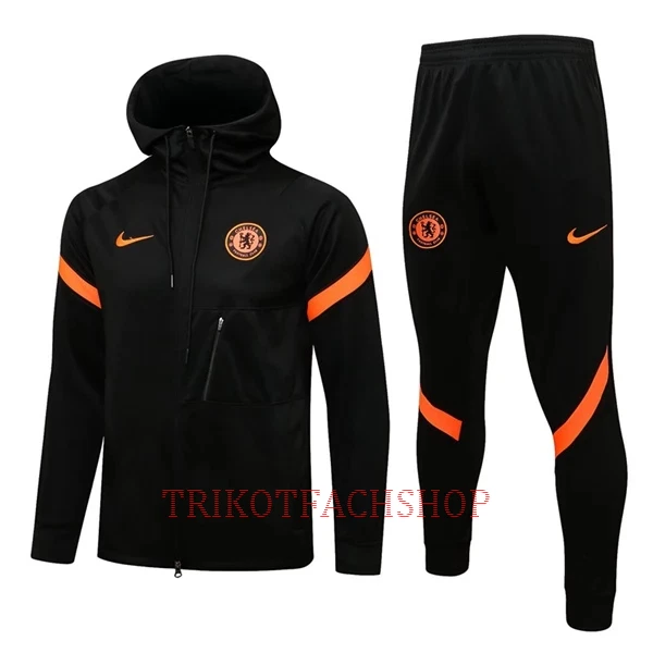 Chelsea Black Trainingsjacke mit Kapuze 22/23 für Herren Orange