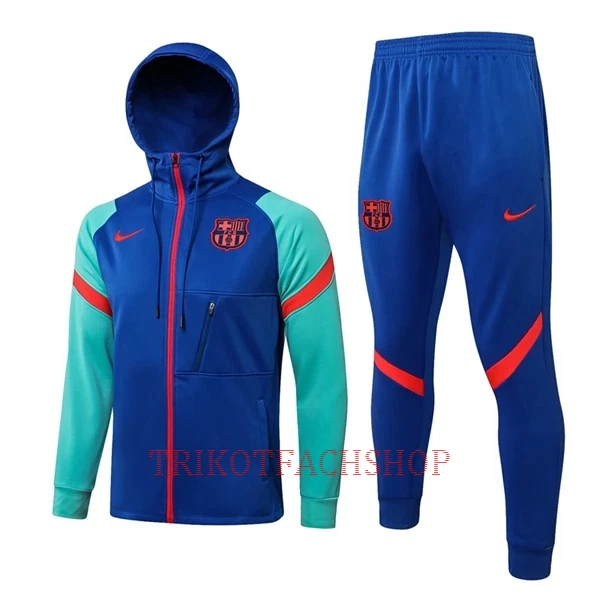 FC Barcelona Trainingsjacke mit Kapuze 22/23 für Herren Blau-Grün