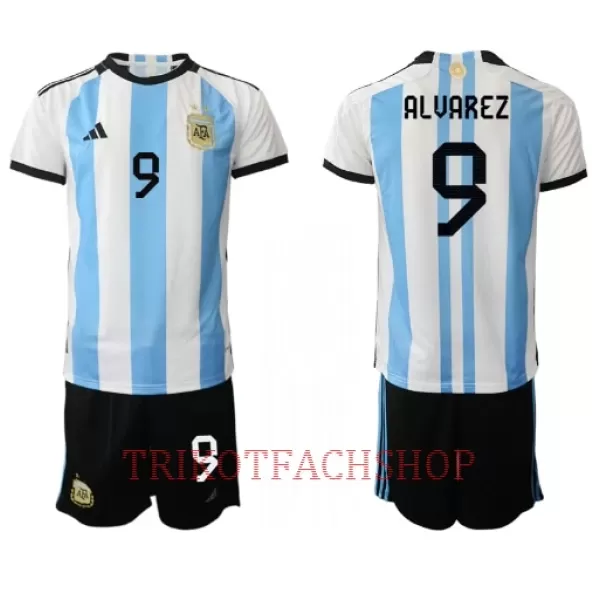 Argentinien Julián Álvarez 9 Heimtrikot WM 2022 für Kinder