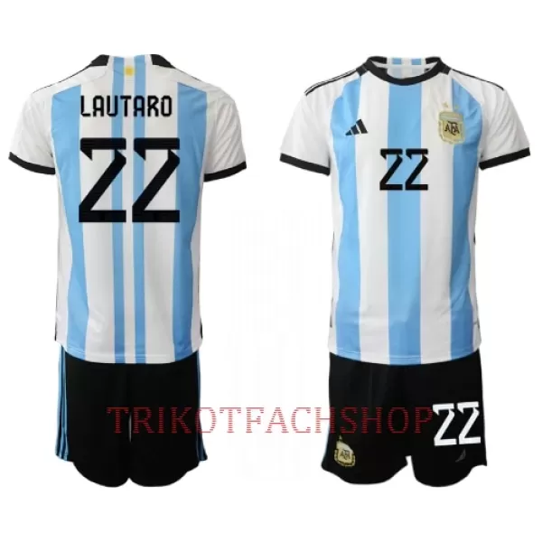 Argentinien Lautaro Martínez 22 Heimtrikot WM 2022 für Kinder