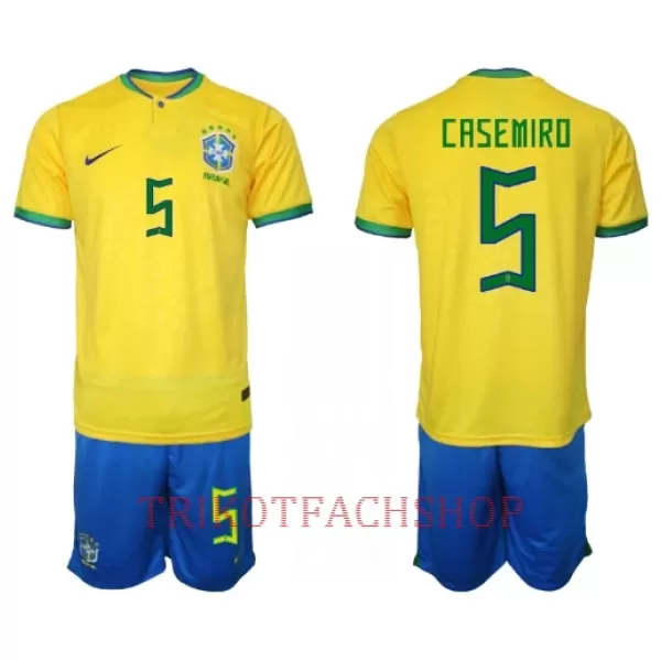 Brasilien Casemiro 5 Heimtrikot WM 2022 für Kinder