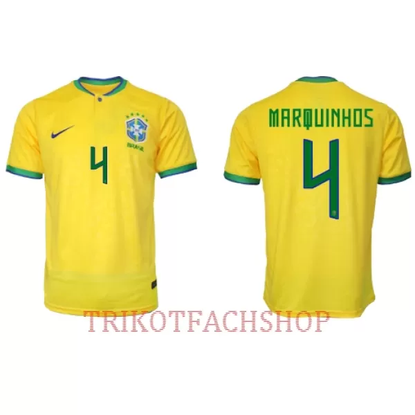 Brasilien Marquinhos 4 Heimtrikot WM 2022 für Herren