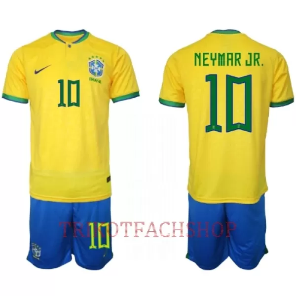 Brasilien Neymar Jr 10 Heimtrikot WM 2022 für Kinder