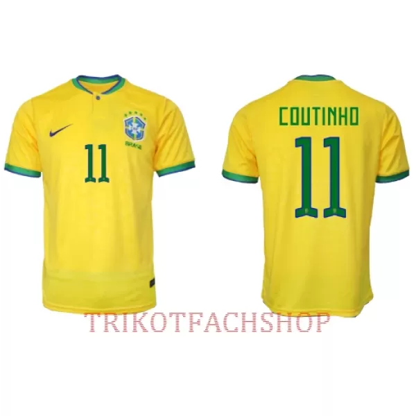 Brasilien Philippe Coutinho 11 Heimtrikot WM 2022 für Herren