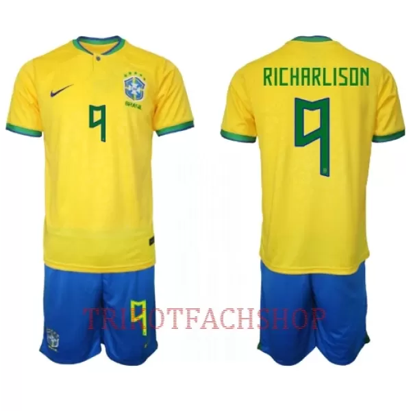 Brasilien Richarlison de Andrade 9 Heimtrikot WM 2022 für Kinder