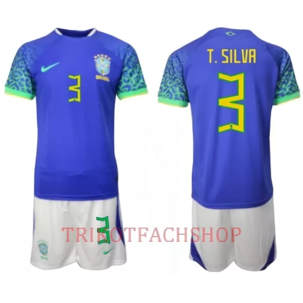 Brasilien Thiago Silva 3 Auswärtstrikot WM 2022 für Kinder