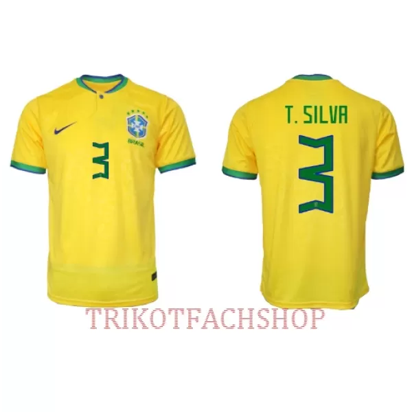 Brasilien Thiago Silva 3 Heimtrikot WM 2022 für Herren