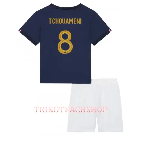 Frankreich Aurélien Tchouaméni 8 Heimtrikot WM 2022 für Kinder