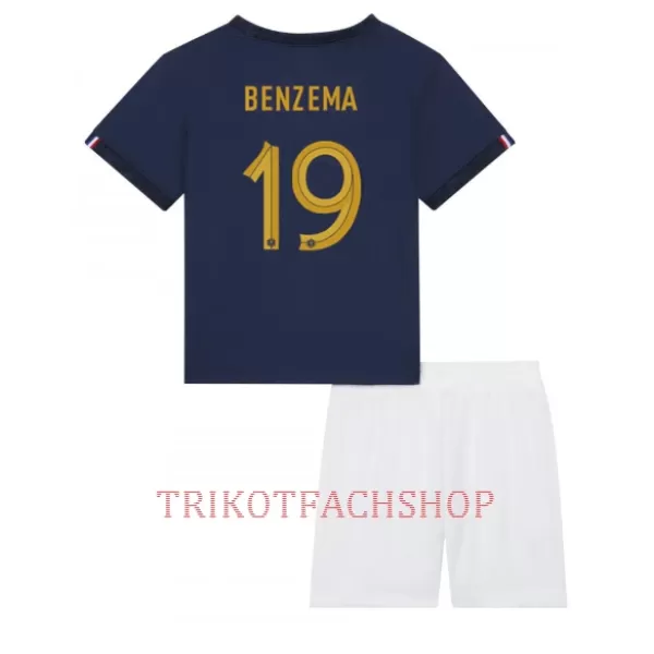 Frankreich Karim Benzema 19 Heimtrikot WM 2022 für Kinder