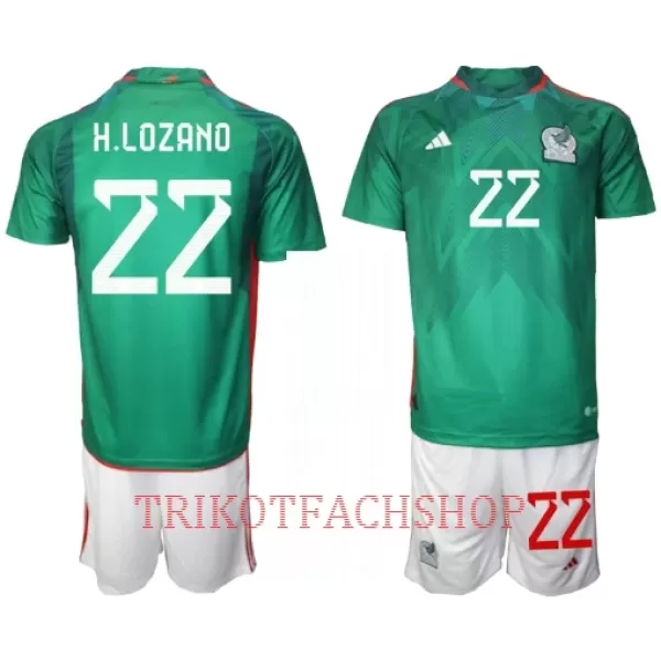 Mexiko Hirving Lozano 22 Heimtrikot WM 2022 für Kinder