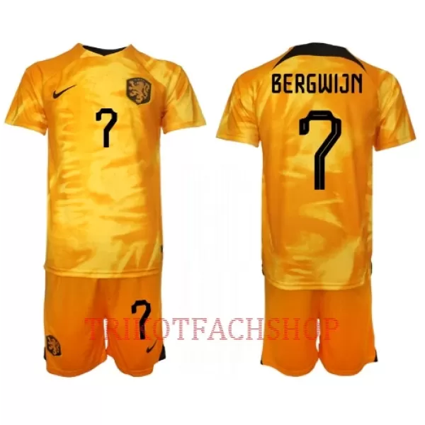 Niederlande Steven Bergwijn 7 Heimtrikot WM 2022 für Kinder