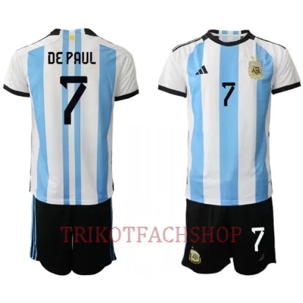 Argentinien Rodrigo de Paul 7 Heimtrikot WM 2022 für Kinder