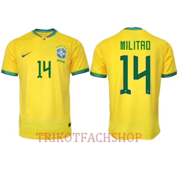 Brasilien Éder Militão 14 Heimtrikot WM 2022 für Herren