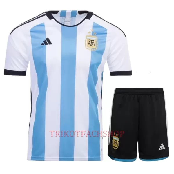 Argentinien 3 Star Heimtrikot WM 2022 für Kinder