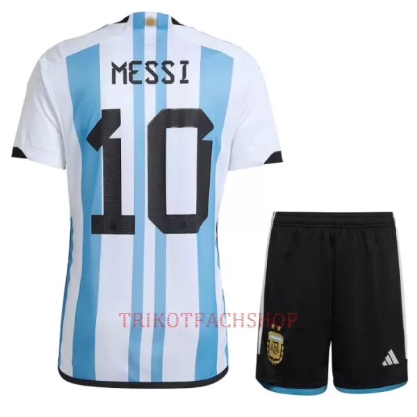 Argentinien 3 Star Lionel Messi 10 Heimtrikot WM 2022 für Kinder