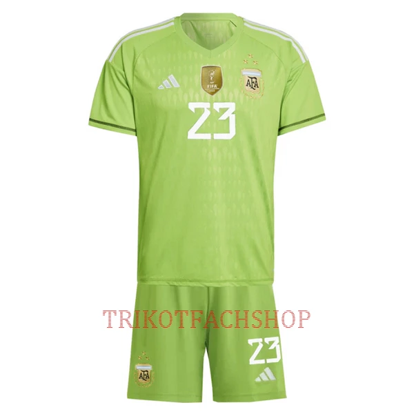 Argentinien Emiliano Martínez 23 Torwart Heimtrikot WM 2022 für Kinder