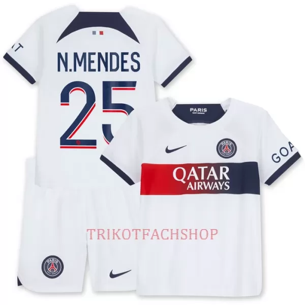 Paris Saint-Germain N.Mendes 25 Auswärtstrikot 23/24 für Kinder