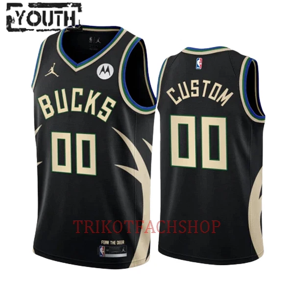 Milwaukee Bucks Trikot Statement Edition 23/24 Swingman für Kinder Schwarz