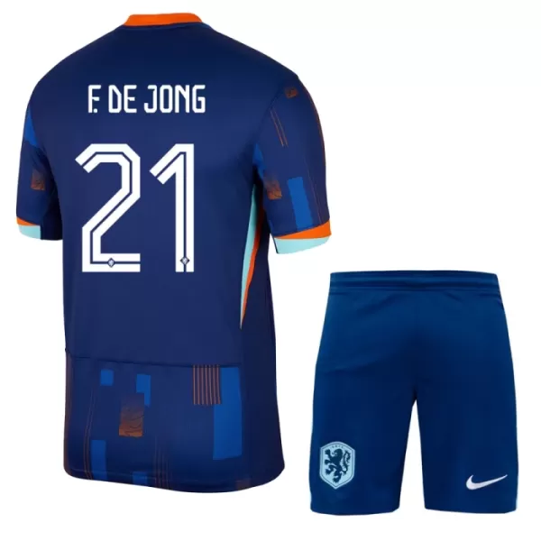 Niederlande Frenkie de Jong 21 Auswärtstrikot Euro 2024 für Kinder