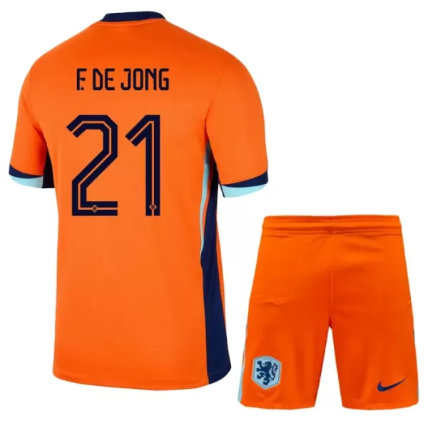 Niederlande Frenkie de Jong 21 Heimtrikot Euro 2024 für Kinder