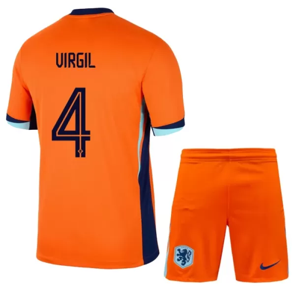 Niederlande Virgil van Dijk 4 Heimtrikot Euro 2024 für Kinder