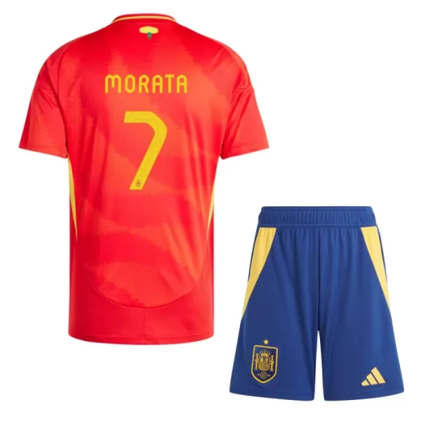 Spanien Álvaro Morata 7 Heimtrikot Euro 2024 für Kinder