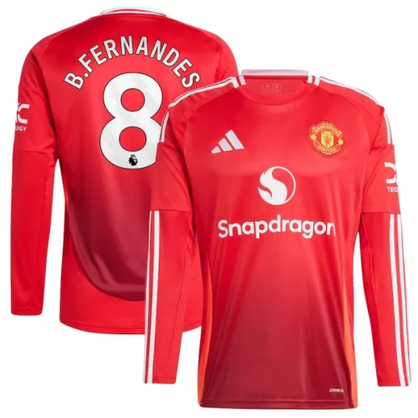 Manchester United Bruno Fernandes 8 Heimtrikot 24/25 Langarm für Herren