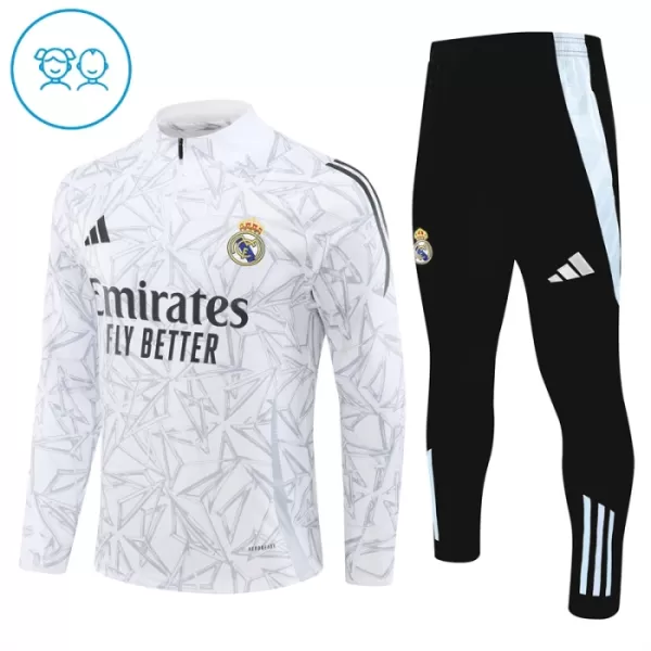 Real Madrid Trainingspullover-Set 24/25 für Kinder Weiß