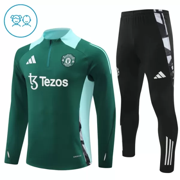 Manchester United Trainingspullover-Set 24/25 für Kinder Grün