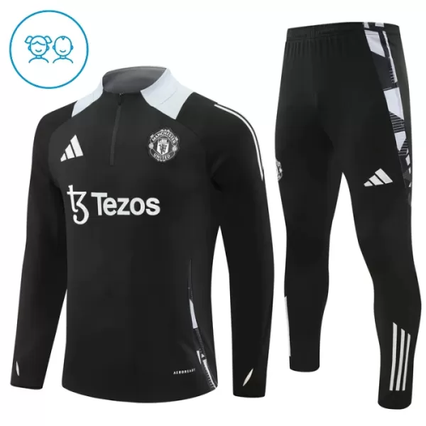 Manchester United Trainingspullover-Set 24/25 für Kinder Schwarz