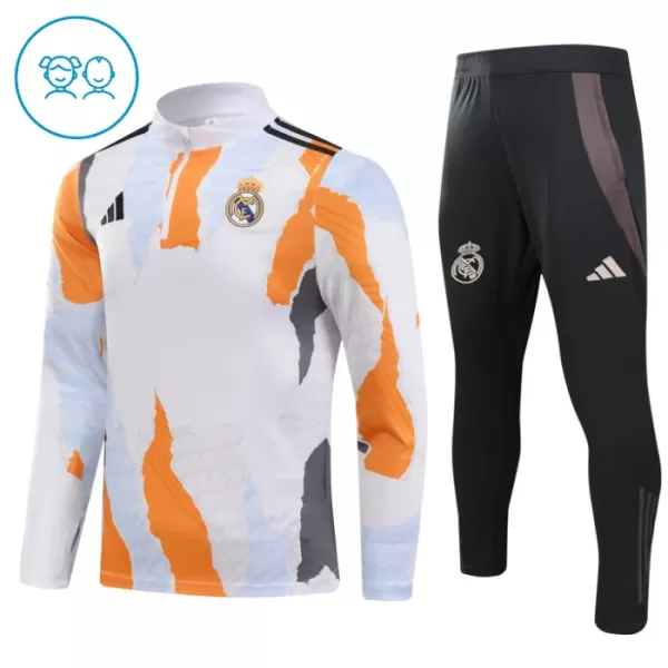 Real Madrid Trainingspullover-Set 24/25 für Kinder Weiß